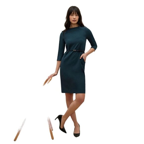 MM Lafleur Etsuko Dress First Green Pockets 3/4 Sleeve Designer Size 2 - Picture 1 of 7